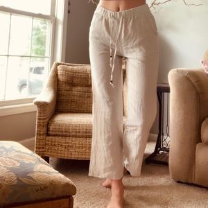 high waisted linen blend pants